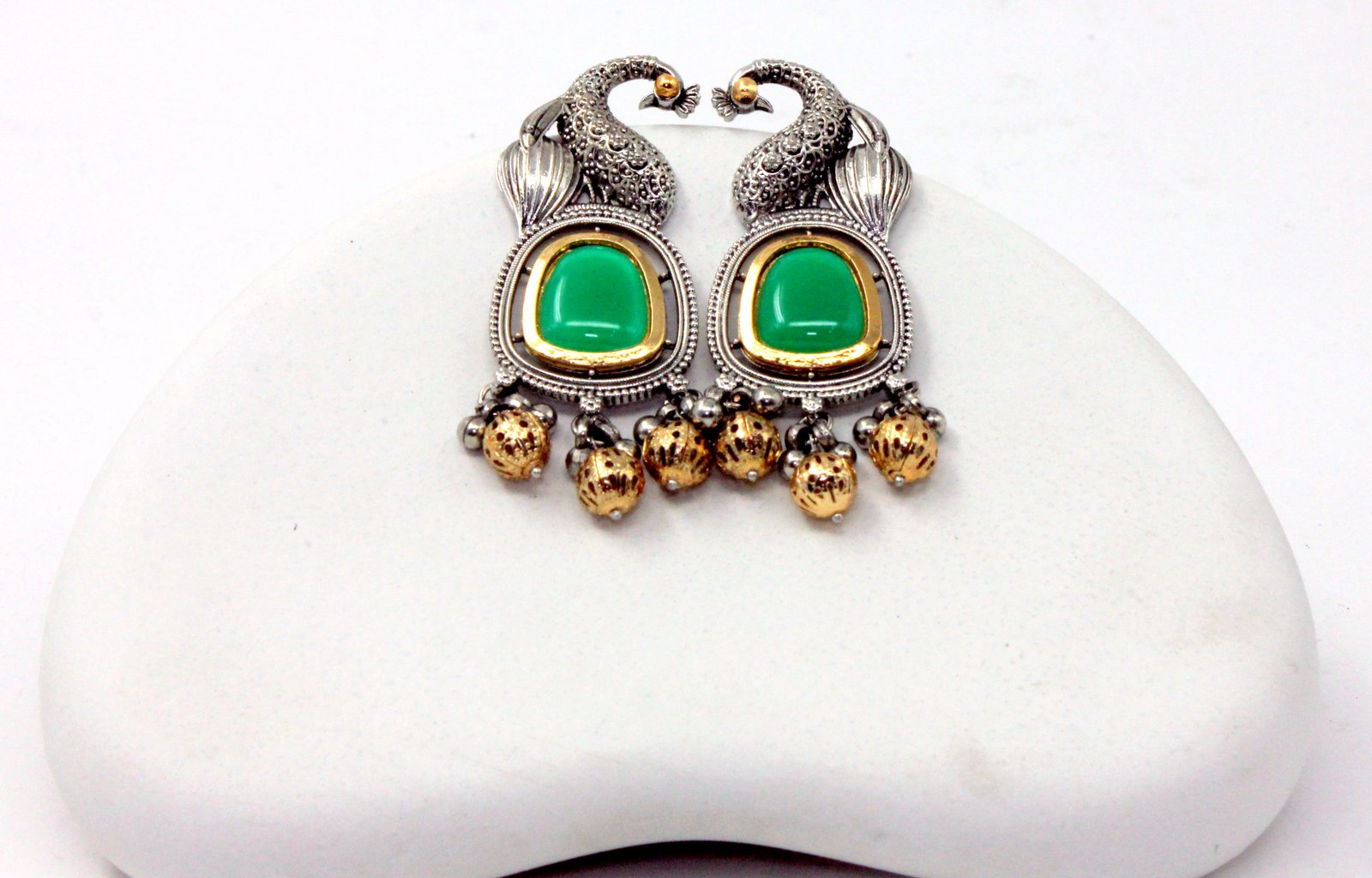 ARTIFICIAL STONE  STUDDED & BEADED  CONTEMPORARY DROP  EARINGS