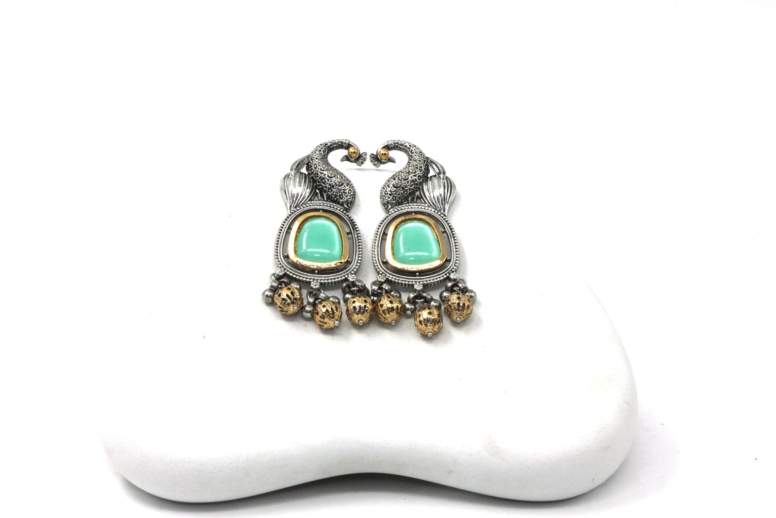 ARTIFICIAL STONE  STUDDED & BEADED  CONTEMPORARY DROP  EARINGS