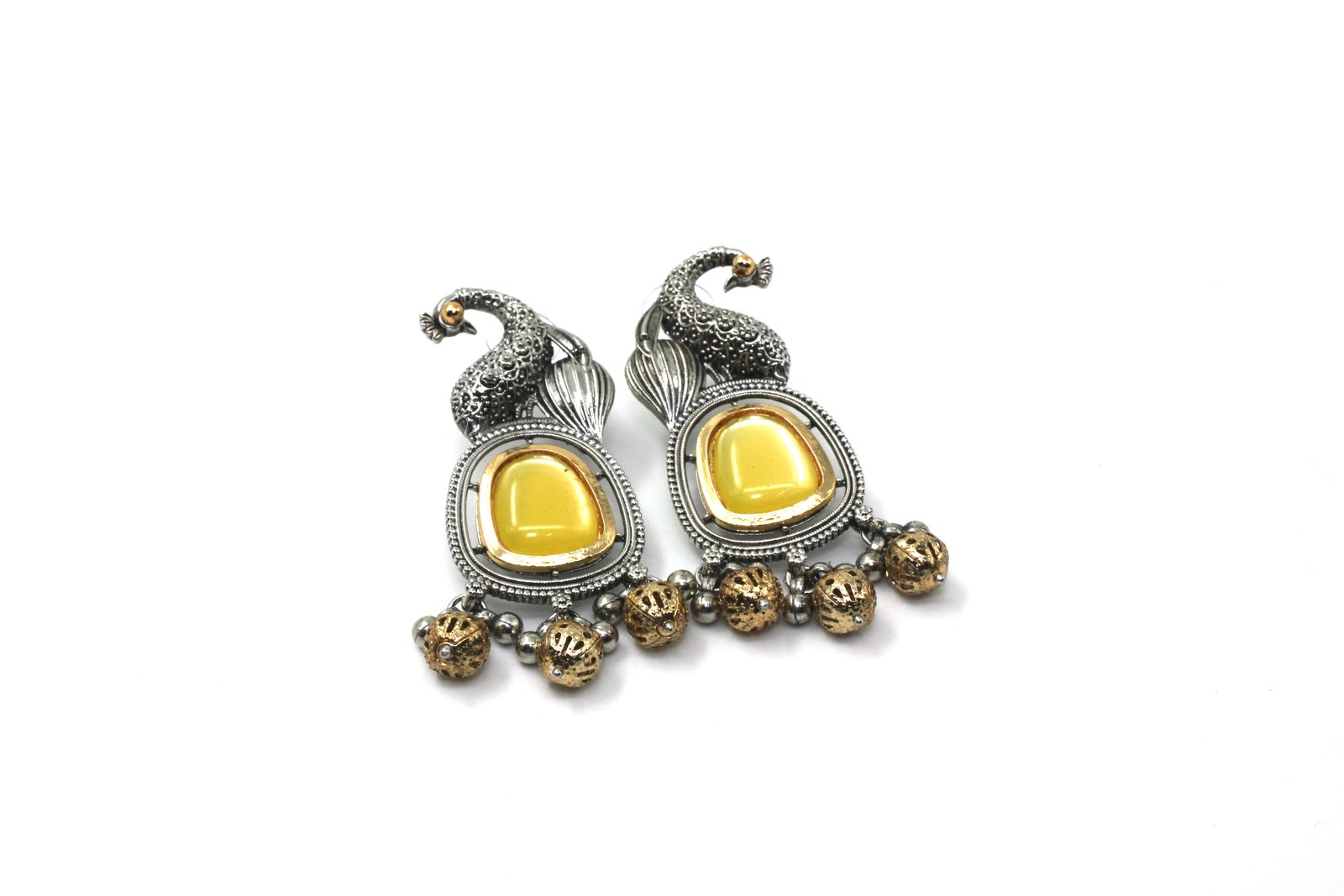 ARTIFICIAL STONE  STUDDED & BEADED  CONTEMPORARY DROP  EARINGS