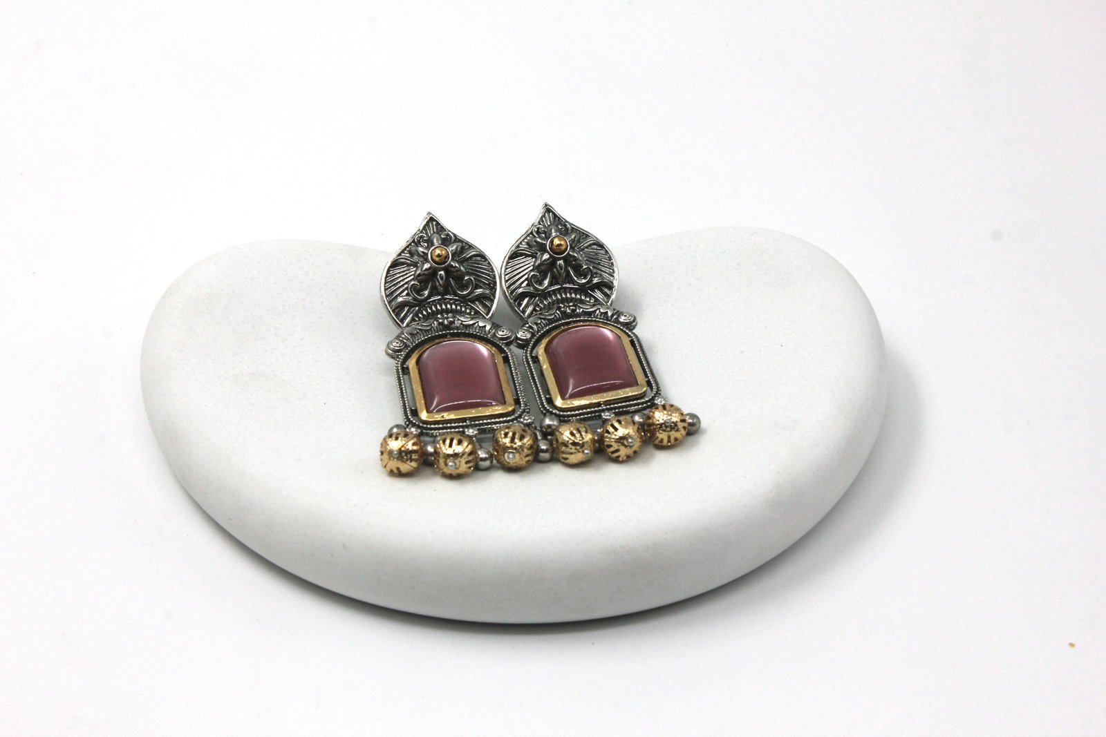 ARTIFICIAL STONE  STUDDED & BEADED  CONTEMPORARY DROP  EARINGS