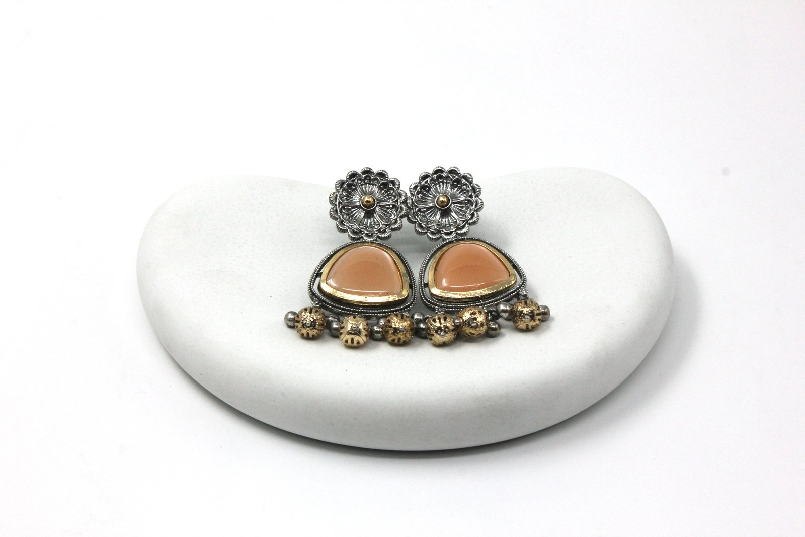 ARTIFICIAL STONE  STUDDED & BEADED  CONTEMPORARY DROP  EARINGS